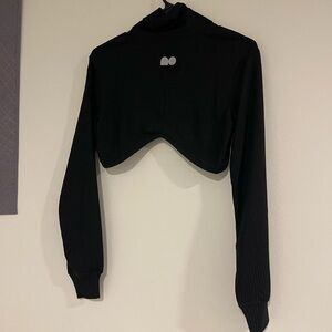 Nike X Naomi Osaka cropped ribbed mock-neck long sleeve top in black